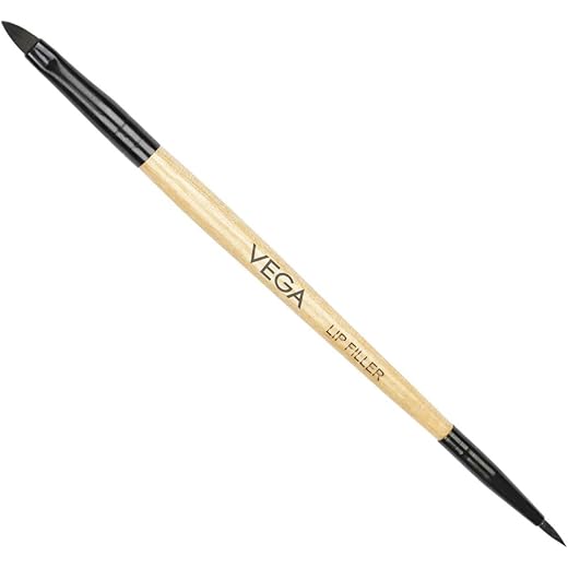 VEGA 2 in 1 Mini Makeup Brush with Lip Filler & Lip Liner, (DMB-03) - Wooden