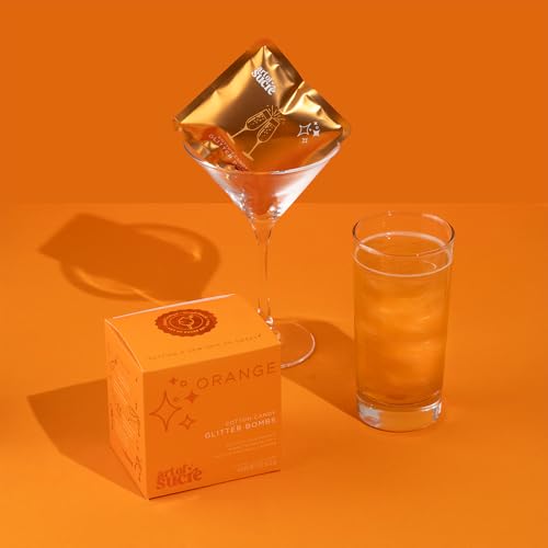 Image of Art of Sucre Orange Cotton Drink Candy Glitter Bombs, Edible Glitter, Drop into Drinks, 4 Pieces