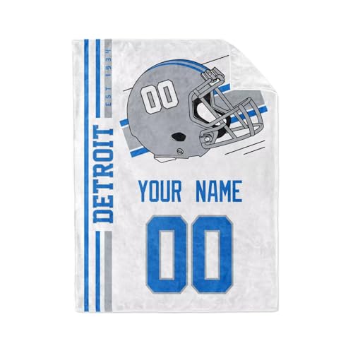 Image of Detroit Throw Blanket Custom Name and Number Personalized Gifts for Men and Women