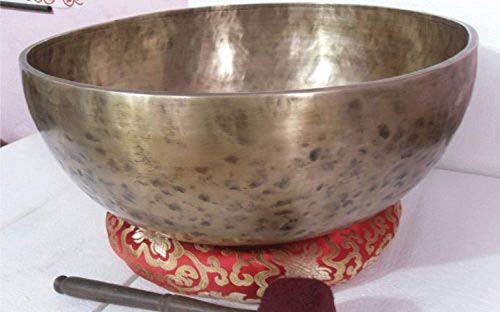 Bol chantant tibétain de 38,1 cm, cadeau bien-être unique et spirituel avec coussin et maillet