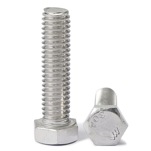 Image of M10-1.5 x 40mm 10Pcs Hex Bolts, Hexagon Head Screws, 304 Stainless Steel(A2-70), Metric Fully Thread, Bright Finish