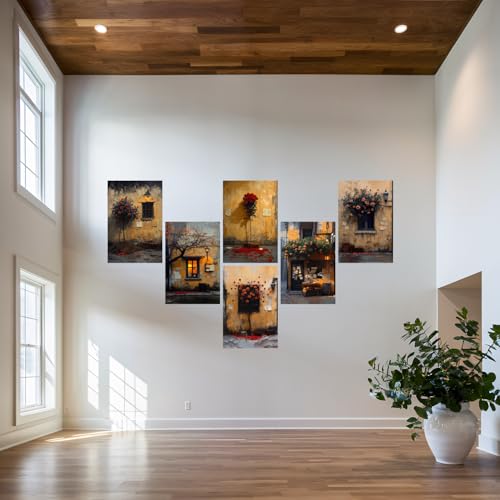 Image of SiddArtify Vintage Floral Wall Art Prints Set - Rustic Rose Poster Decor for Living Room Bedroom Office - 8x12 inch Board Pack of 6
