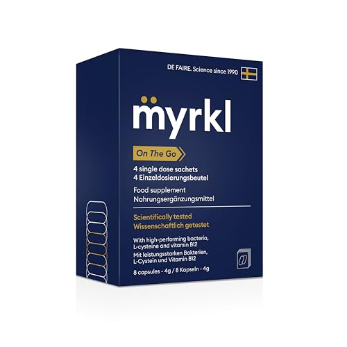 Myrkl 8 Cápsulas - Preparado Regenerador Único, Energía Matutina Con Probióticos, L-cisteína y Vitamina B12. Imprescindible Para Veladas Sociales, Fiestas y Vacaciones