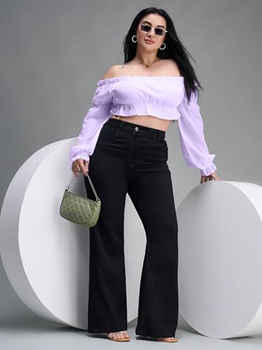 Image of Miss Chase A+ Women's Bootcut High Rise Regular Length Stretchable Denim Jeans