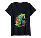 Photo Gallery donna colorato eclectus delle molucche, pappagallo splash art maglietta con collo a v Photo Gallery donna colorato eclectus delle molucche, pappagallo splash art maglietta con collo a v