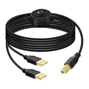 GELRHONR Druckerkabel-Splitter, 1 in 2 Out USB-B-Stecker auf Dual USB-A-Stecker, Drucker-Y-Splitter mit Umschalter,für Büro, Zuhausezwei Computer 4,5 m