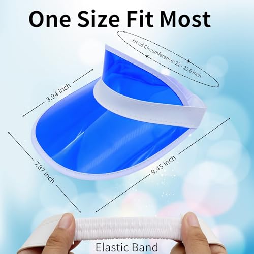 Image of 12 Pack Unisex Sun Visors Plastic Transparent Candy Color Poker Hat for Sports Outdoor Summer Beach Activities