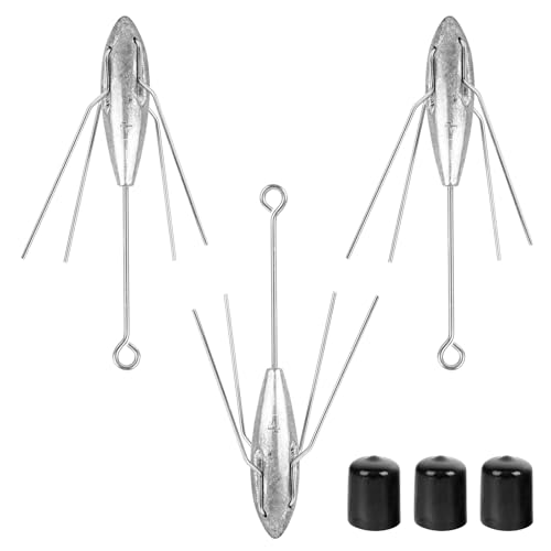3 Pcs Sputnik Sinker Fishing Weights, Long Tail Heavy-Duty Spider Sinkers Fishing Equipment for Saltwater Catfish, Surf Casting, Ocean Beach Sea Sand (4.0, Ounces)