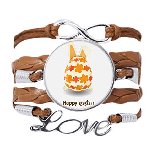 Bijou Joyeuses Pâques : bracelet en cuir tordu avec charms lapin et œuf, cadeau idéal