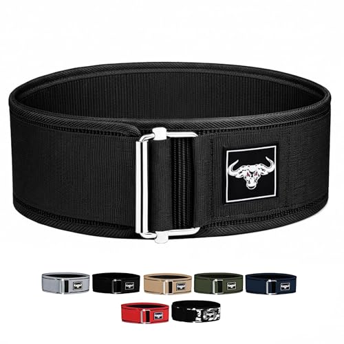 IBRO Quick Locking Premium Weight Lifting Belt - Back Support for Powerlifting, Cross Training & Gym Bodybuilding - 4 Inch Nylon Men and Women with Metal Buckle for Core Stability Black S