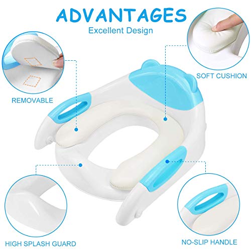 Potty Training Seat with Ladder, Adjustable Toddler Toilet Training Potty Seat with Step Stool for Kids Girls and Boys, Comfortable Cushion Safe Handle Anti-Slip Pads