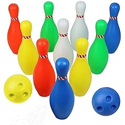 Bolos Infantiles - Juego de Bolos Juegos Party Día del Niño Desarrollo de Habilidades Motoras Colores Interior y Exterior Juguete para Niños 3 4 5 6 Años (Super Gran Tamaño Altura: 23,5CM