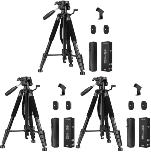 Image of JOILCAN Tripod Camera Tripods, 74 inch Tripod for Camera Phone Video Recording, Heavy Duty Cameras Tripod Stand, Professional Travel DSLR Tripods Compatible with Canon iPhone, Max Load 15 LB (Pack of 3)
