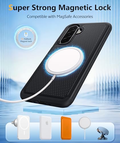 Image of FNTCASE for Galaxy A36-5G Phone Case: Samsung A36 5G Magnetic Cover [Fit for Magsafe] with Screen Protector, Anti-Slip Textured, TPU+PC Dual Layer Shockproof, Military Grade Drop Protection (Black)