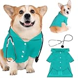 Huhumy Dog Cat Halloween Doctor Surgeon Nurse Costumes Pet Doctor Clothes with Stethoscope Puppy Cosplay Party Apparel Outfits for Halloween Dogs Cats Holiday Uniform Cosplay Dress Up(Green,L)