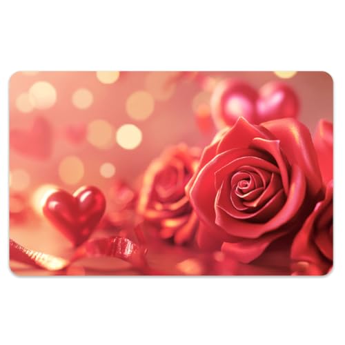Peacoblue Pegatina de Piel para Tarjeta de Crédito/Debito con Rosas Rojas Y Corazón de Amor, Piel de Tarjeta Personalizada Resistente Al Agua, A los Arañazos Y Atractiva En 4 estilos para Tarjetasde