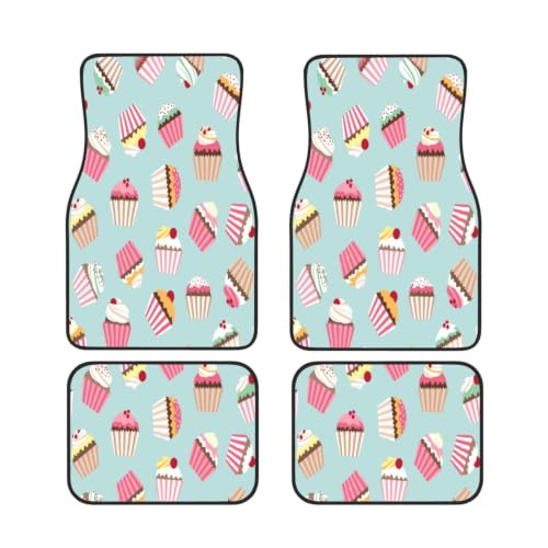 Alfombrillas de coche Cupcake Azul Rosa juego de 4 piezas de neopreno impermeables