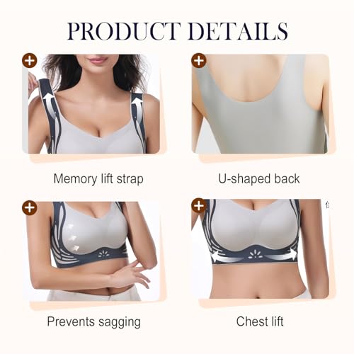 Powerful Push-Up Bra, Summer Wireless Full Coverage Bras Soft Comfortable Bralette Back Smoothing Bras with Support4