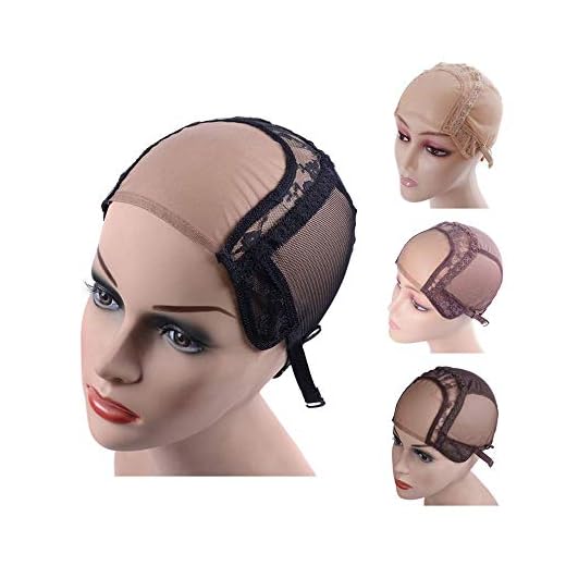 4X4 Inch U Part Swiss Lace Wig Cap for Making Wigs with Adjustable Straps on the Back Glueless Hairnets (Black M)