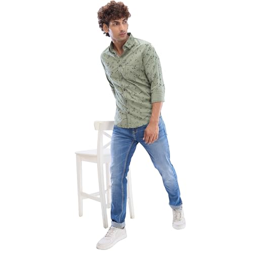 Image of Spykar Men's Slim Fit N /A Full Sleeve Printed Casual Shirts