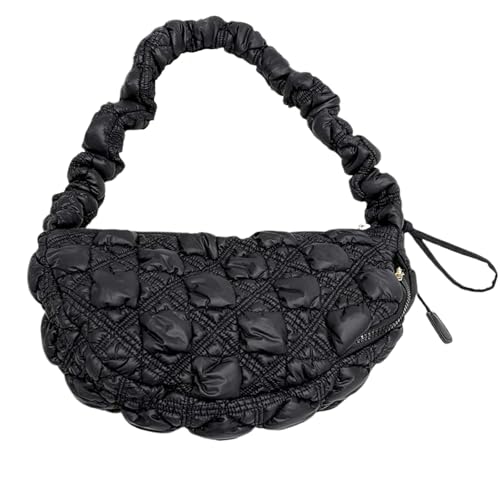 Image of Quilted Puffer Tote Bag for Women Large Quilted Crossbody Bag Lightweight Nylon Puffy Hobo Shoulder Bag Puff Carryall
