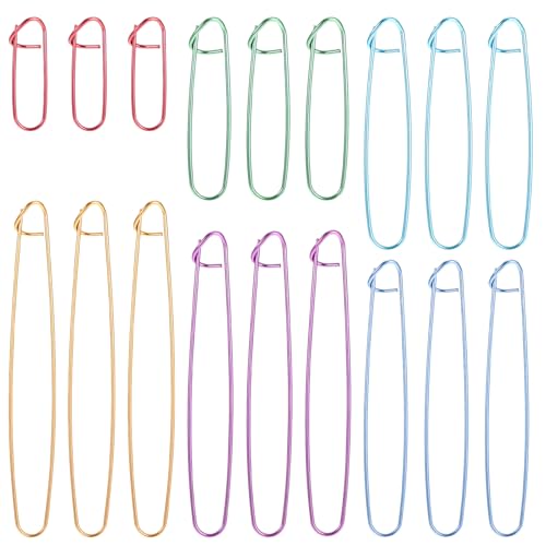 Image of Molain 18 Pcs Knitting Stitch Holders, Yarn Stitch Holder Stitch Colorful Aluminum Crochet Stitch Holders for Sewing Crocheting Supplies Tools Accessories