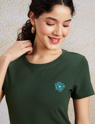 Image of Amazon Brand - Symbol Women Cotton Stretch Regular Fit Round Neck Half Sleeve T-Shirt (Available in Plus Sizes)