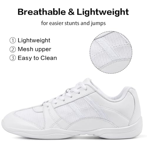 Image of CADIDL Cheer Shoes for Women Black Cheerleading Athletic Dance Shoes Girls Flats Tennis Walking Sneakers