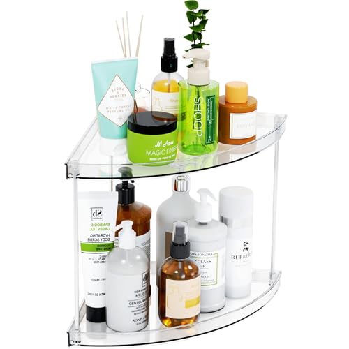 Yieach Clear Corner Bathroom Counter Organizer,2Tier Tiered Countertop...