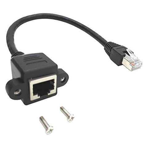zdyCGTime Cable Ethernet de 10 pulgadas macho a hembra apantallado con tornillos de montaje en panel Cover
