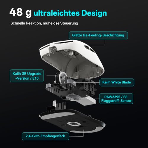 ATK VXE Dragonfly R1 SE+ Kabellose Gaming-Maus - Weiß – Ansicht 3