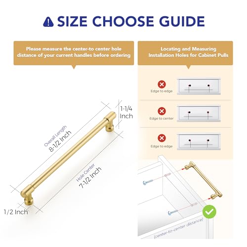 Image of Ravinte 20 Pack 7-1 /2 Inch Hole Center Solid Kitchen Cabinet Handles Brushed Gold Dresser Pulls Cabinet Drawer Pulls for Kitchen Cupboard Hardware