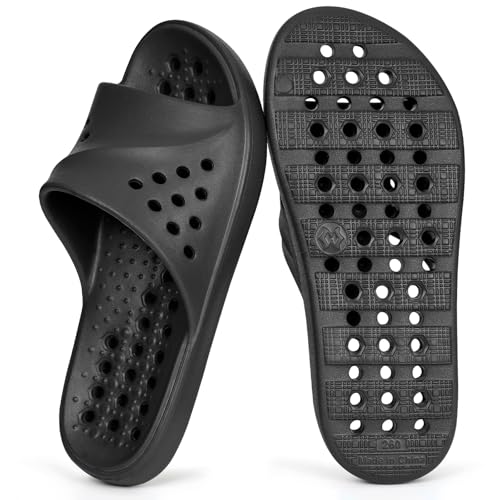 Image of Shower Shoes for Womens Mens Slides | Quick Drying,with Arch Support,Beach Sandals,Non Slip,Summer,Bathroom,Indoor,Massage House Slippers,Drain Holes