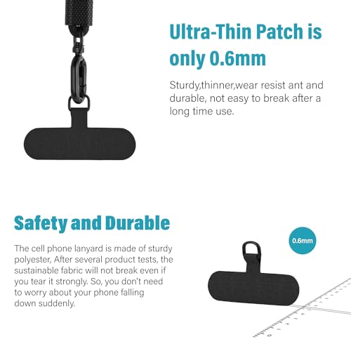 Qyoocom Patches de Cadena para TeléFono MóVil, Paquete de 6, Ultrafino, más Resistente, más Duradero, no es Fácil de Romper, se Adapta a Todas las Colgante para Movil Negro - imagen 4