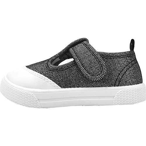 Lb Lawbuce Toddler Girls T-Strap Sneakers Kids Mary Jane Canvas Shoes (Black, Numeric_8) #TOP3