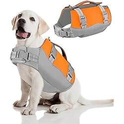 SlowTon Chaleco Salvavidas para Perros Ripstop, Flotador Perro con Alta flotabilidad Chaleco Perro Agua Ajustable con asa Acolchada para Nadar Surfear navegar y para Perros Seguros en el Agua …