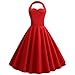 Riou Damen Cocktailkleid Elegant 50er Urlaub Karneval kostüm Frauen Vintage A Linie Knielang Ärmellose Skaterkleid für Faschings Abend Party Bar Rockabilly Swing Kleider Dirndl (L, Rot)
