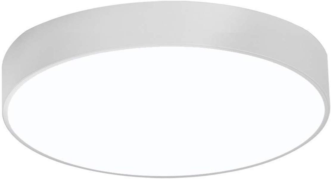 Lampe de plafond design moderne LED ronde de 48W avec variateur à télécommande cadre blanc