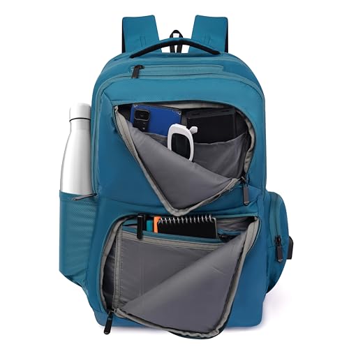 Image of Segno Laptop Backpack 15.6 Inch, Waterproof, 4 Compartments, Lightweight 500g, Padded Straps, Sea Green Backpack for Men & Women - School, College & Office Bag