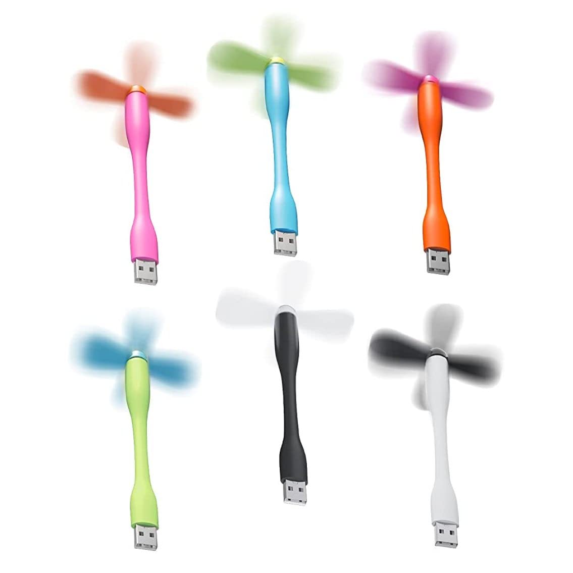 6 Pack Mini USB Fans,Portable Fan, Flexible Neck Cooling Fan, Quiet Travel Fan, Personal Portable Pocket Fan, Power Bank/Notebook/Laptop/Computer USB Desk Fan(color) Usb Desk Fan Silent Powerful Fan U