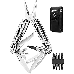 BIBURY 21-in-1 Multitool Pliers, Multi-Purpose Pocket Knife Pliers with Screwdriver Sleeve, 420 Foldable Stainless Steel Safety Locking Design Multi-tool for Survival, Camping, Fishing and Home Repair