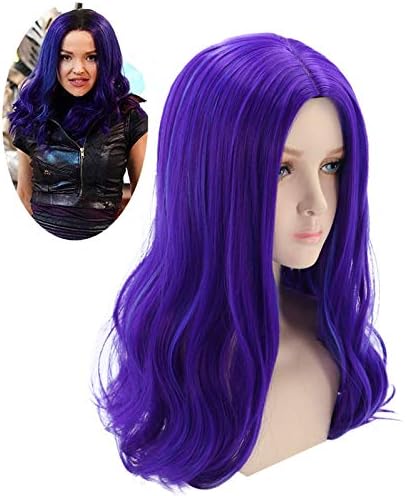 Purple Wigs for Mal Cosplay Costume Wig Long Wavy Hair Wigs for Halloween Party S057