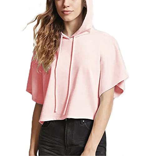 Moxeay Crop Top Hoodie for Women Long Sleeve Crop Top Sweatshirt Pullover Hooded Sweatshirt