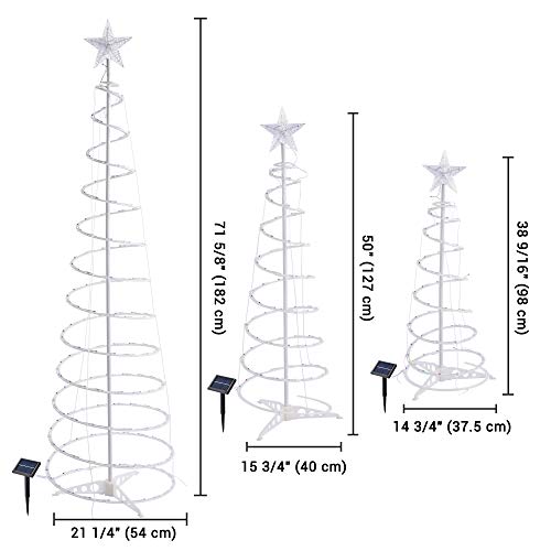 Yescom Solar Panel Set of 3 LED Christmas Spiral Light Kit 6Ft 4Ft 3Ft Indoor Outdoor Garden Party