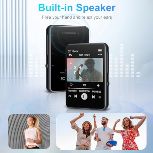 Image of AUDIOCULAR M31 32GB Portable Mp3 Music Player with Bluetooth, 2.4 inch LCD Touch Screen, Video Playback, Built-in Speaker, Voice Recording Function Mini HiFi Lossless Digital Audio Player (32GB - Black)
