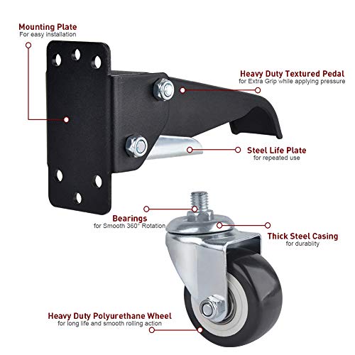 Spacecare Workbench Casters Heavy Duty Retractable Casters，600 Lbs Capacity Set Of 4 Stepdown Casters Wheels Or Workbenches Tables And Equipments，Side Mounted Adjustable Table Casters #TOP3