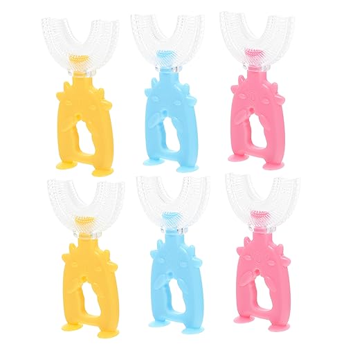 WRITWAA 3 series Cepillo De Dientes En Forma De U Para Firme Y Pequeño Con Dibujos Animados Suave Y Con Cabezales Suaves 6 piezas*3
