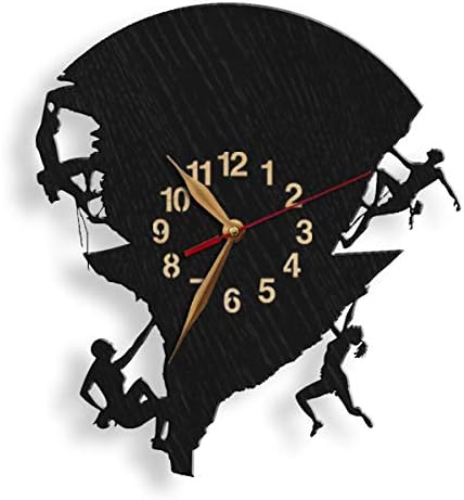 monastar Rock Climbing Wall Clock -Select Size, Personalized- Wood Big Mountaineering Sport Mountain Rescuer Climbers Gift Mount Rock Climber Wooden Wall Art Décor
