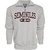 Blue 84 Men's Florida State Seminoles Quarter Zip Sweatshirt Twill Applique Grey, Grey, Large