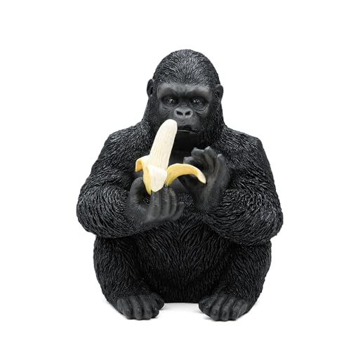 Estatua de Gorila comiendo Banana de Resina 9.4 pulgadas
